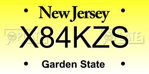 X84KZS New Jersey License Plate