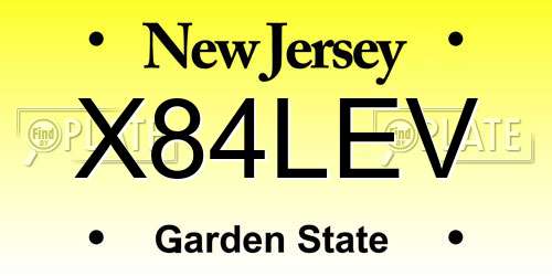 X84LEV New Jersey License Plate