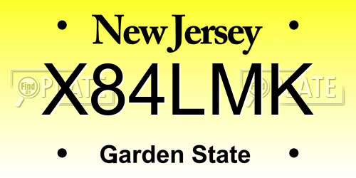 X84LMK New Jersey License Plate