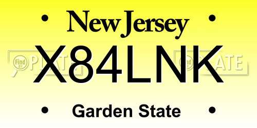 X84LNK New Jersey License Plate