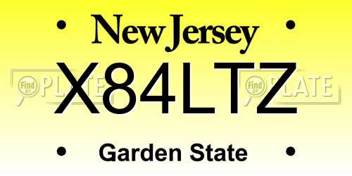 X84LTZ New Jersey License Plate