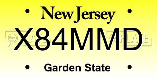 X84MMD New Jersey License Plate