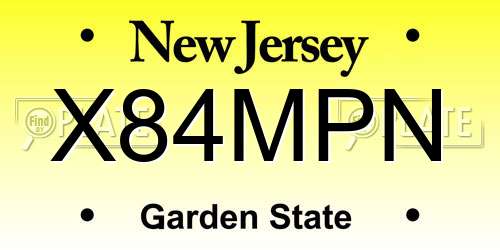X84MPN New Jersey License Plate