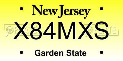 X84MXS New Jersey License Plate