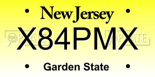 X84PMX New Jersey License Plate