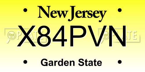 X84PVN New Jersey License Plate
