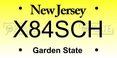 X84SCH New Jersey License Plate