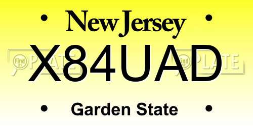 X84UAD New Jersey License Plate
