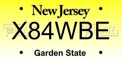 X84WBE New Jersey License Plate