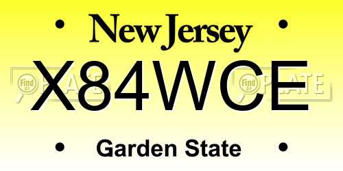 X84WCE New Jersey License Plate