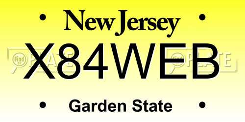 X84WEB New Jersey License Plate