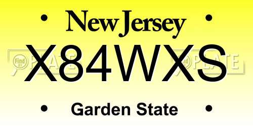 X84WXS New Jersey License Plate