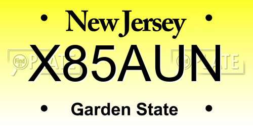 X85AUN New Jersey License Plate