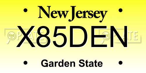 X85DEN New Jersey License Plate
