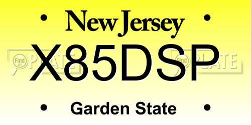 X85DSP New Jersey License Plate
