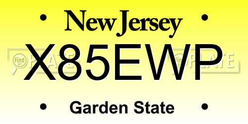 X85EWP New Jersey License Plate