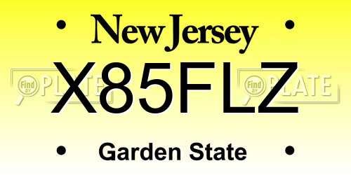 X85FLZ New Jersey License Plate