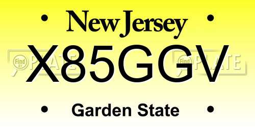 X85GGV New Jersey License Plate