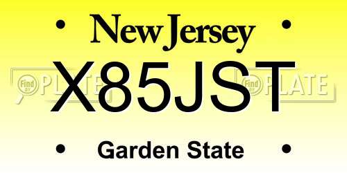 X85JST New Jersey License Plate