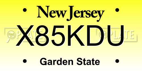 X85KDU New Jersey License Plate