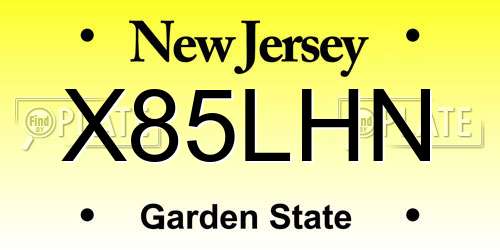 X85LHN New Jersey License Plate