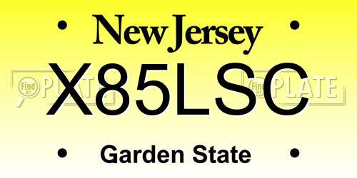 X85LSC New Jersey License Plate