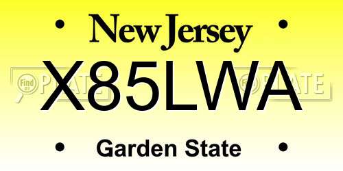 X85LWA New Jersey License Plate