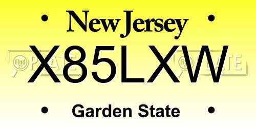 X85LXW New Jersey License Plate
