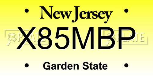 X85MBP New Jersey License Plate