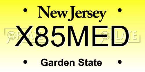 X85MED New Jersey License Plate