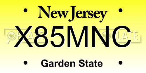 X85MNC New Jersey License Plate