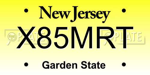 X85MRT New Jersey License Plate