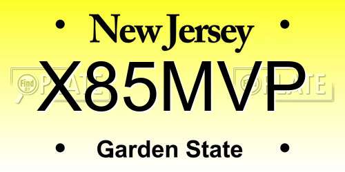 X85MVP New Jersey License Plate