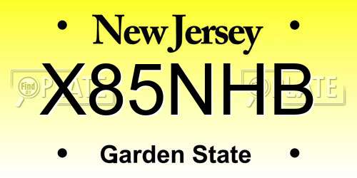X85NHB New Jersey License Plate