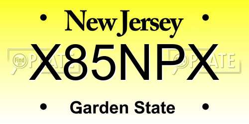 X85NPX New Jersey License Plate