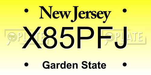 X85PFJ New Jersey License Plate