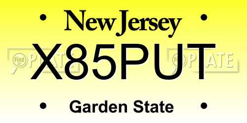 X85PUT New Jersey License Plate