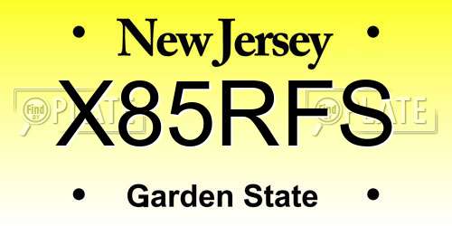 X85RFS New Jersey License Plate