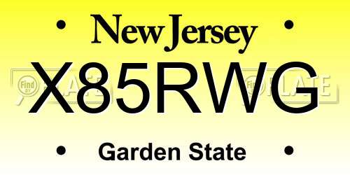 X85RWG New Jersey License Plate