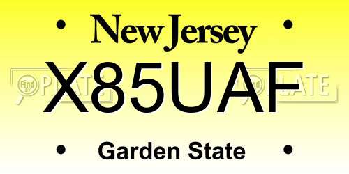 X85UAF New Jersey License Plate