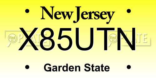 X85UTN New Jersey License Plate