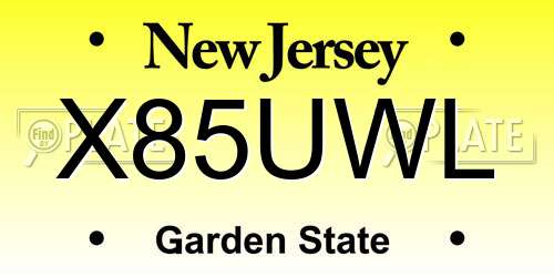 X85UWL New Jersey License Plate