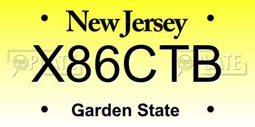 X86CTB New Jersey License Plate