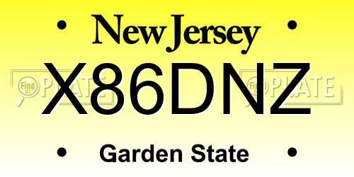 X86DNZ New Jersey License Plate