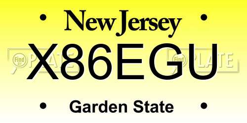 X86EGU New Jersey License Plate
