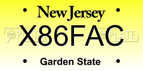 X86FAC New Jersey License Plate