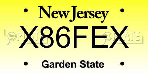 X86FEX New Jersey License Plate