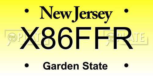 X86FFR New Jersey License Plate