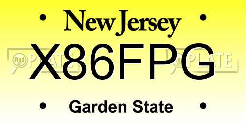 X86FPG New Jersey License Plate