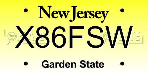 X86FSW New Jersey License Plate